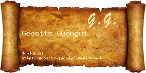 Geosits Gyöngyi névjegykártya